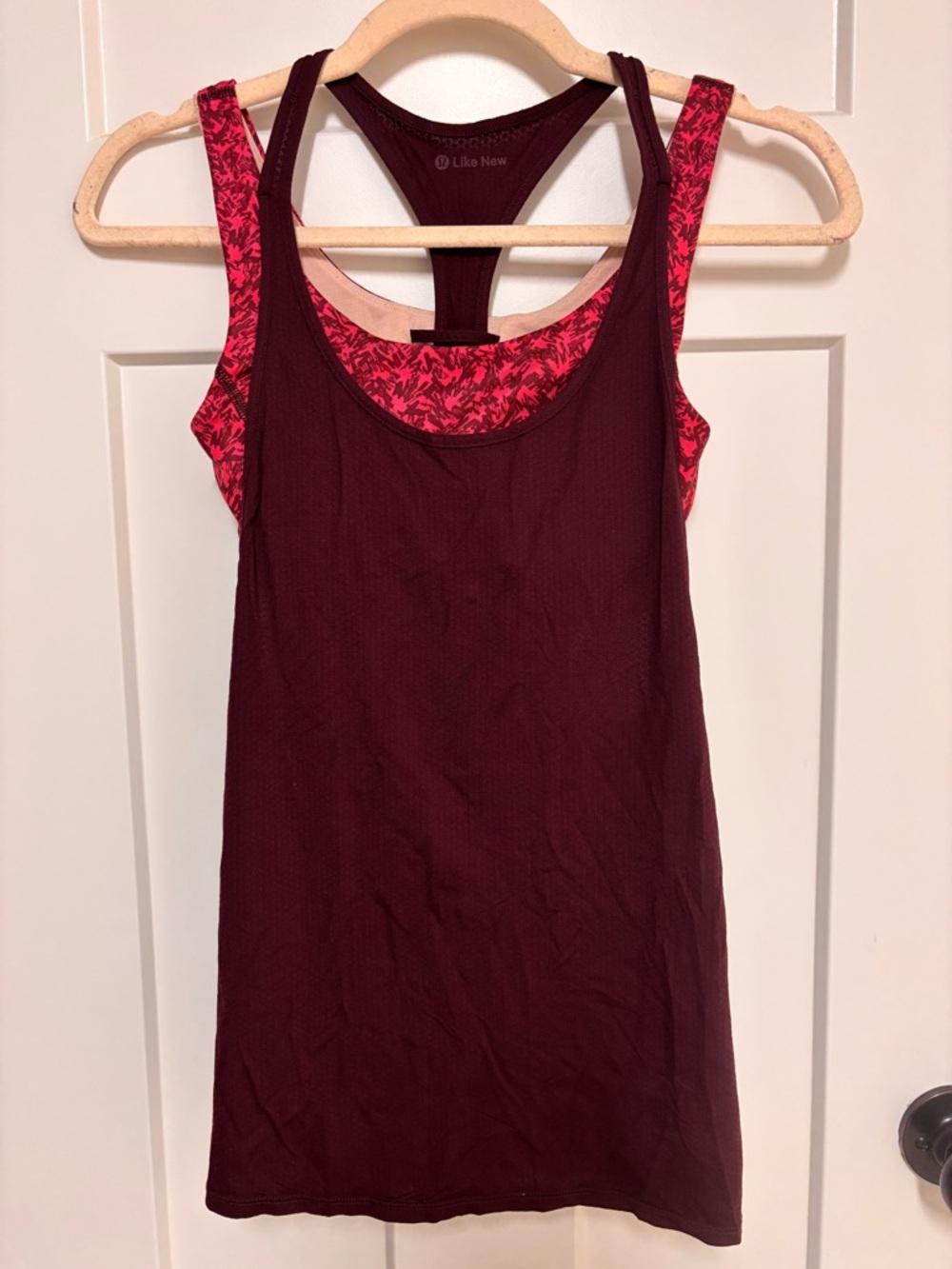 Lululemon Racerback Tank w/ Built-In Bra – Burgundy & Pink – Size 4